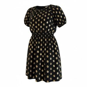 Crewcuts Black Gold Sequin Polka Dot Bubble Dress Puff Sleeve Party  Size 10